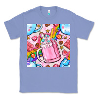 Colony Blue unicorn coffe cup and star with rainbow seamless pattern bbs Classic Tee - BundleAndBundleShop