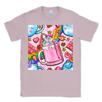Lilac unicorn coffe cup and star with rainbow seamless pattern bbs Classic Tee - BundleAndBundleShop