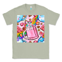 Matcha unicorn coffe cup and star with rainbow seamless pattern bbs Classic Tee - BundleAndBundleShop