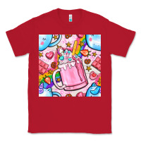 Red unicorn coffe cup and star with rainbow seamless pattern bbs Classic Tee - BundleAndBundleShop