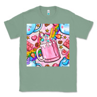 Sage unicorn coffe cup and star with rainbow seamless pattern bbs Classic Tee - BundleAndBundleShop