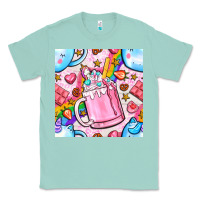 Seafoam unicorn coffe cup and star with rainbow seamless pattern bbs Classic Tee - BundleAndBundleShop