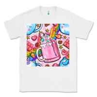 White unicorn coffe cup and star with rainbow seamless pattern bbs Classic Tee - BundleAndBundleShop