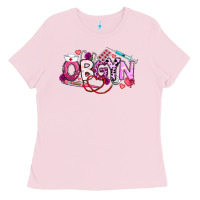 Bubblegum Pink Valentine OBGYN Ladies Tee - CowhideDigitalArt