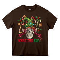 Chocolate Brown what the elf skull Heavy Core Tee - FaDigitalArtStudio