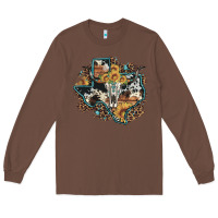 Chestnut bull skull leopard cowhide sunflower texas map Long Sleeve Tee - Artiststas