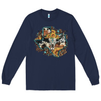 Navy bull skull leopard cowhide sunflower texas map Long Sleeve Tee - Artiststas