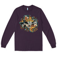 Plum bull skull leopard cowhide sunflower texas map Long Sleeve Tee - Artiststas