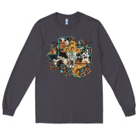 Smoke bull skull leopard cowhide sunflower texas map Long Sleeve Tee - Artiststas
