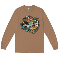Toasted Coconut bull skull leopard cowhide sunflower texas map Long Sleeve Tee - Artiststas