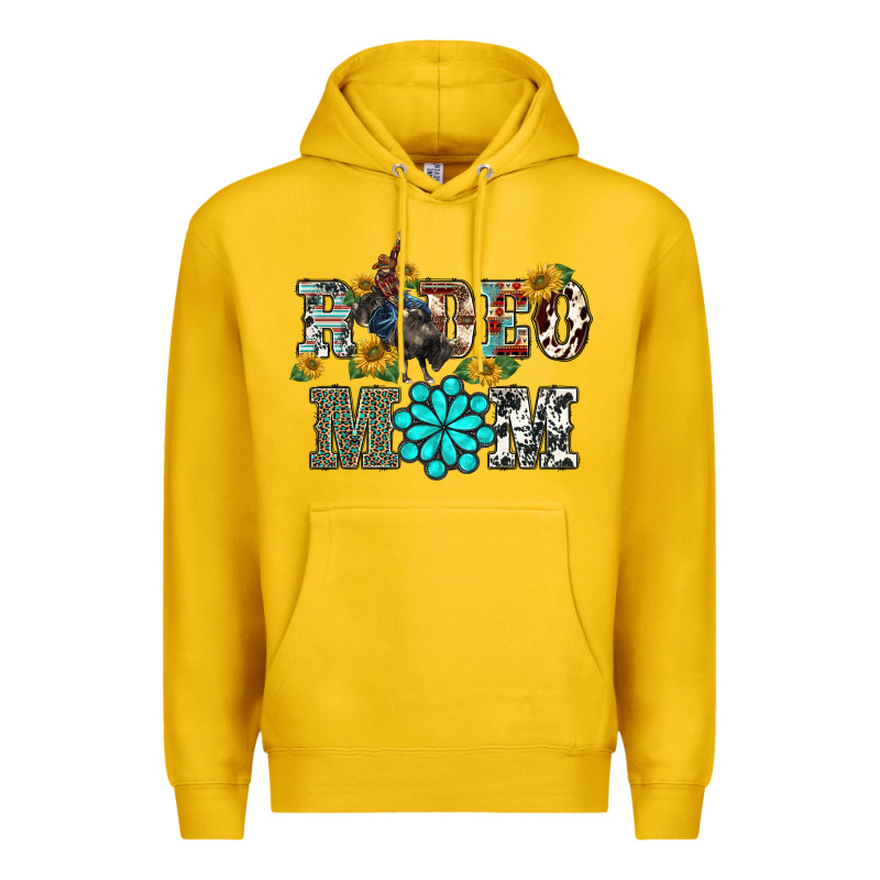 Western Rodeo Bullfighter Mom Turquoise Gemstones  Sunflowers Premium Hoodie by BarkalooDesign | Teevron