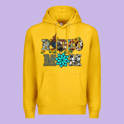 Western Rodeo Bullfighter Mom Turquoise Gemstones  Sunflowers Premium Hoodie Designed By Barkaloodesign