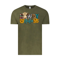 Vintage Olive Western Howdy Heifer With Simmental Cow Vintage Tee - LillyAllenDesigns