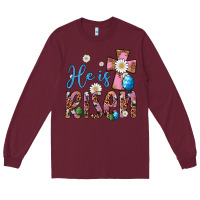 Burgundy he is risen cross Long Sleeve Tee - Artiststas