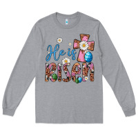 Heather Grey he is risen cross Long Sleeve Tee - Artiststas