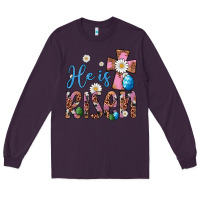 Plum he is risen cross Long Sleeve Tee - Artiststas