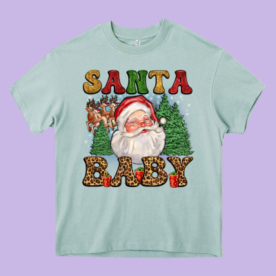 Santa Baby Heavy Core Tee Designed By Fadigitalartstudio