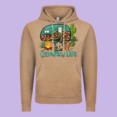Camping Life Caravan And Gnome Vintage Hoodie Designed By Barkaloodesign