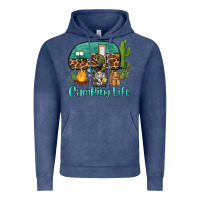 Vintage Denim camping life caravan and gnome Vintage Hoodie - BarkalooDesign