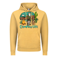 Vintage Mustard camping life caravan and gnome Vintage Hoodie - BarkalooDesign