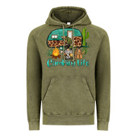 Vintage Olive camping life caravan and gnome Vintage Hoodie - BarkalooDesign