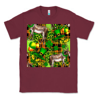Burgundy St. Patrick's Donkey With Leprechaun Classic Tee - FaDigitalArtStudio