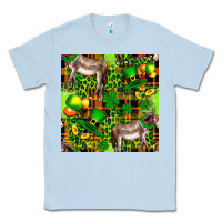 Dusty Blue St. Patrick's Donkey With Leprechaun Classic Tee - FaDigitalArtStudio