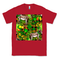 Red St. Patrick's Donkey With Leprechaun Classic Tee - FaDigitalArtStudio