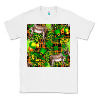 White St. Patrick's Donkey With Leprechaun Classic Tee - FaDigitalArtStudio