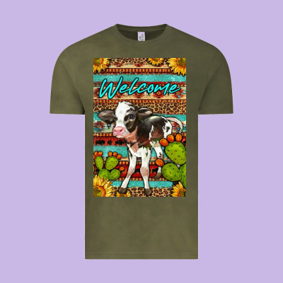 Welcome Cute Baby Calf Vintage Tee Designed By Lillyallendesigns