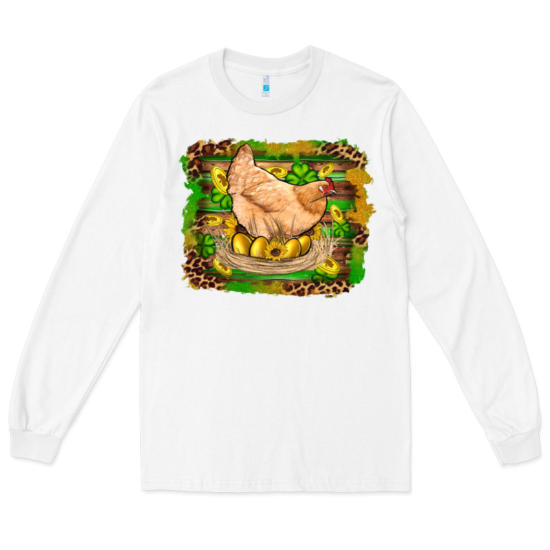 St Patricks Day Farm Chicken Gold Eggs Leopard Serape Glitter Long Sleeve Tee by Artiststas | Teevron