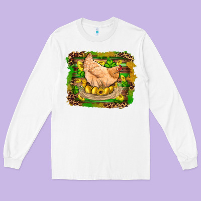 St Patricks Day Farm Chicken Gold Eggs Leopard Serape Glitter Long Sleeve Tee Designed By Artiststas