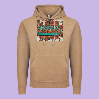 Not Perfect Just Forgiven Vintage Hoodie Designed By Barkaloodesign