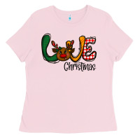 Bubblegum Pink love Christmas Ladies Tee - CowhideDigitalArt
