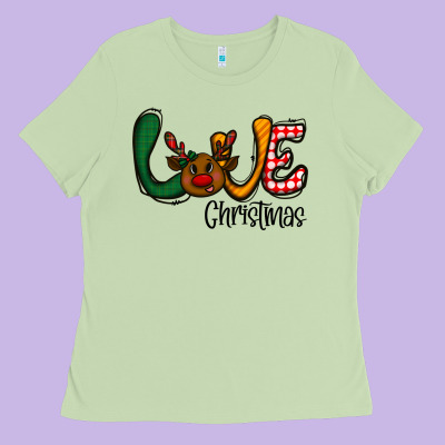 Love Christmas Ladies Tee Designed By Cowhidedigitalart
