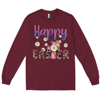 Burgundy happy easter cross Long Sleeve Tee - Artiststas