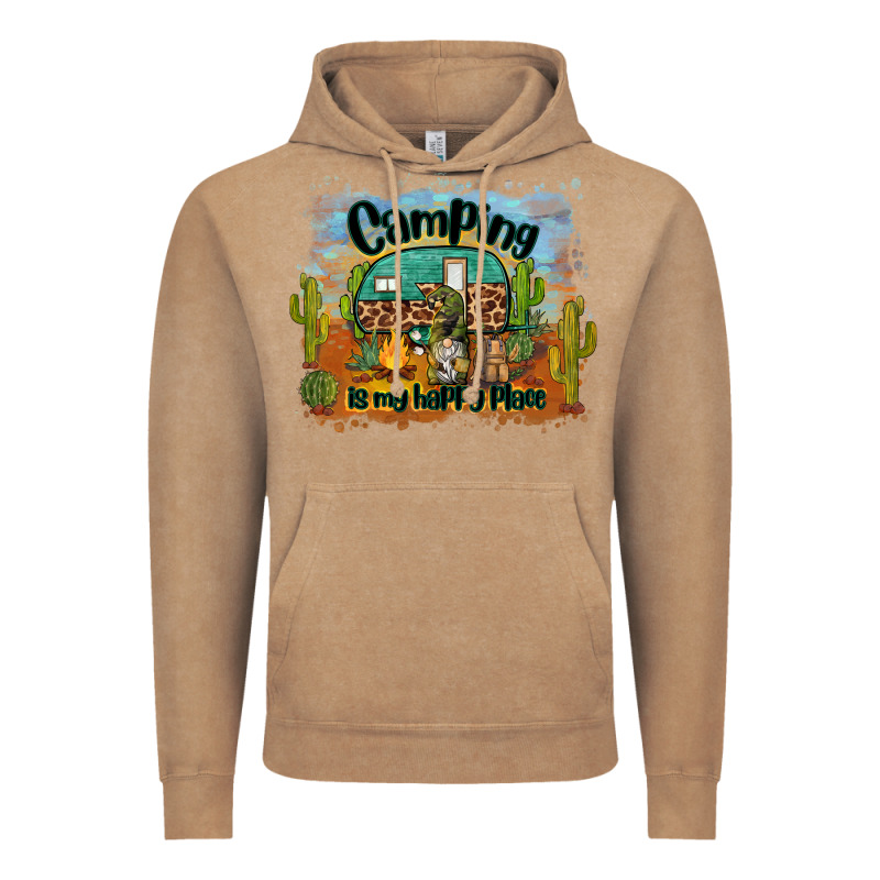 Camping Is My Happy Place Vintage Hoodie by BarkalooDesign | Teevron