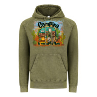 Vintage Olive camping is my happy place Vintage Hoodie - BarkalooDesign
