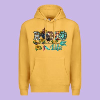 Western Rodeo Bullfighter  Life Turquoise's Gemstones Arrow Sunflowers Premium Hoodie Designed By Barkaloodesign