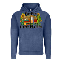 Vintage Denim camping is my happy place caravan Vintage Hoodie - BarkalooDesign
