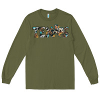 Army Green texas sunflower cowhide leopard texas map Long Sleeve Tee - Artiststas