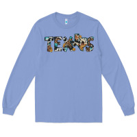 Colony Blue texas sunflower cowhide leopard texas map Long Sleeve Tee - Artiststas