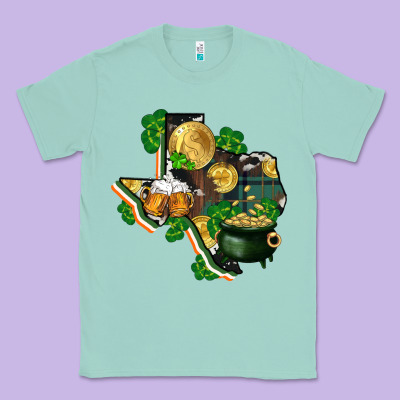 Texas Map St Patrick's Day Classic Tee Designed By Fadigitalartstudio