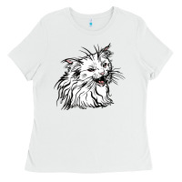 White Drawing Cat Ladies Tee - RacoonDesign
