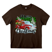 Chocolate Brown Merry Christmas Truck With Gifts Heavy Core Tee - FaDigitalArtStudio