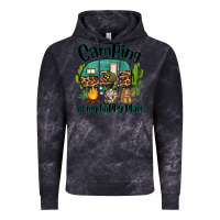 Cloud Black camping is my happy place caravan and gnome Vintage Hoodie - BarkalooDesign