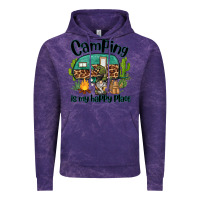 Cloud Purple camping is my happy place caravan and gnome Vintage Hoodie - BarkalooDesign