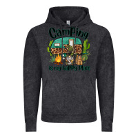 Vintage Black camping is my happy place caravan and gnome Vintage Hoodie - BarkalooDesign