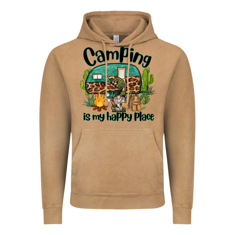 Camping Is My Happy Place Caravan And Gnome Vintage Hoodie by BarkalooDesign | Teevron