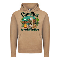 Vintage Coffee camping is my happy place caravan and gnome Vintage Hoodie - BarkalooDesign